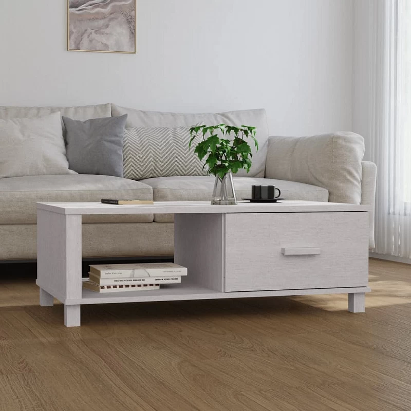 Acquista Tavolino da Salotto Bianco 100x55x35 cm Legno Massello di Pino con riferimento GHV-340453 della ditta GARDENHOME