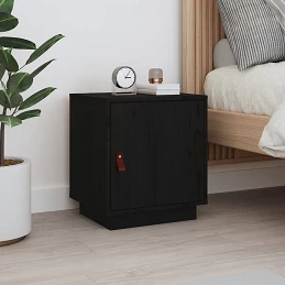 Acquista Comodino Nero 40x34x45 cm in Legno Massello di Pino con riferimento GHV-818283 della ditta GARDENHOME