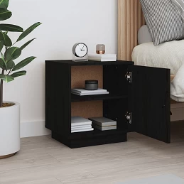 Acquista Comodino Nero 40x34x45 cm in Legno Massello di Pino con riferimento GHV-818283 della ditta GARDENHOME