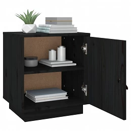 Acquista Comodino Nero 40x34x45 cm in Legno Massello di Pino con riferimento GHV-818283 della ditta GARDENHOME