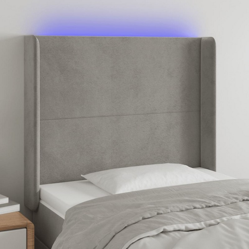 Acquista Testiera a LED Grigio Chiaro 93x16x118/128 cm in Velluto con riferimento GHV-3123804 della ditta GARDENHOME
