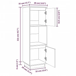 Acquista Credenza Bianca 38x35x117 cm in Legno Massello di Pino con riferimento GHV-814360 della ditta GARDENHOME
