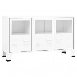 Acquista Credenza Bianca Industriale 105x35x62 cm in Metallo e Vetro con riferimento GHV-339609 della ditta GARDENHOME