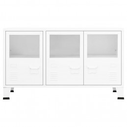 Acquista Credenza Bianca Industriale 105x35x62 cm in Metallo e Vetro con riferimento GHV-339609 della ditta GARDENHOME