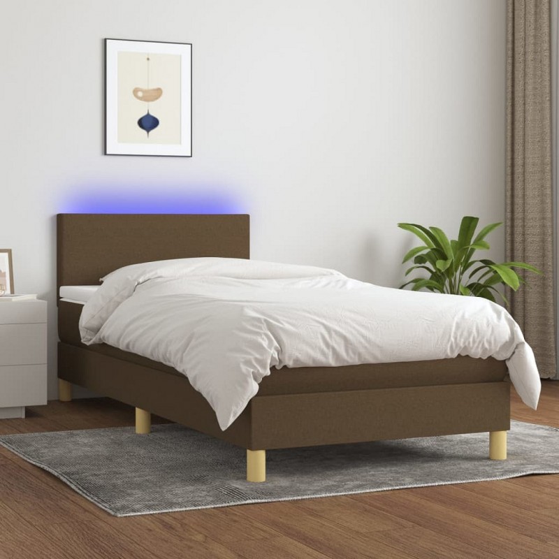 Acquista Letto a Molle Materasso e LED Marrone Scuro 100x200 cm Tessuto con riferimento GHV-3133536 della ditta GARDENHOME