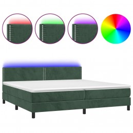 Acquista Letto a Molle con Materasso e LED Verde Scuro 200x200cm Velluto con riferimento GHV-3134366 della ditta GARDENHOME