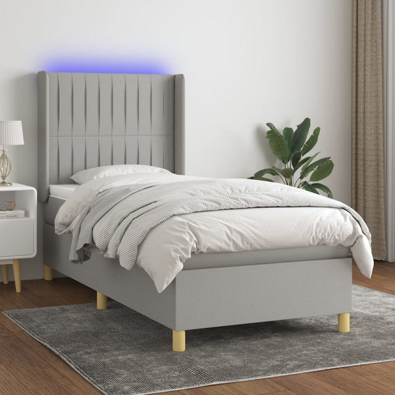 Acquista Letto a Molle Materasso e LED Grigio Chiaro 80x200 cm Tessuto con riferimento GHV-3138989 della ditta GARDENHOME