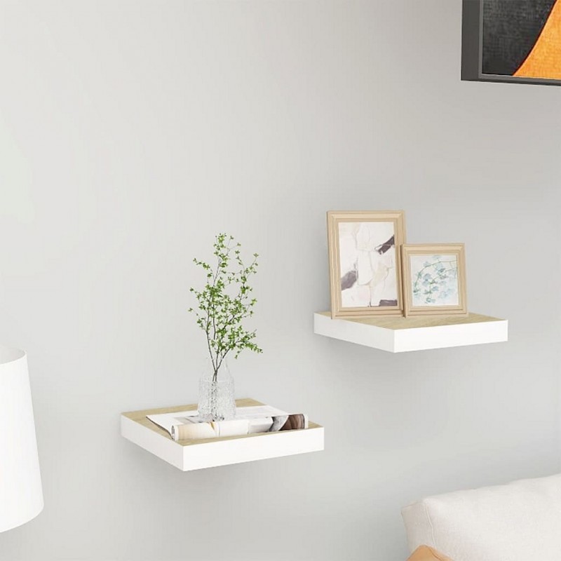Acquista Mensole a Muro 2 pz Rovere e Bianco 23x23,5x3,8 cm in MDF con riferimento GHV-326568 della ditta GARDENHOME