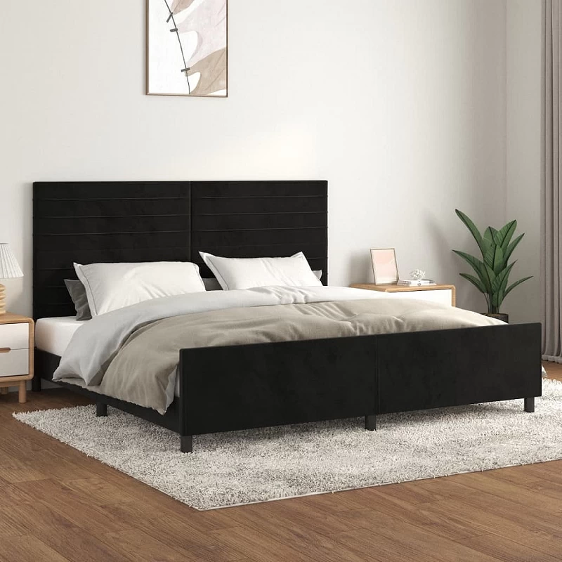 Acquista Giroletto con Testiera Nero 200x200 cm in Velluto con riferimento GHV-3125838 della ditta GARDENHOME