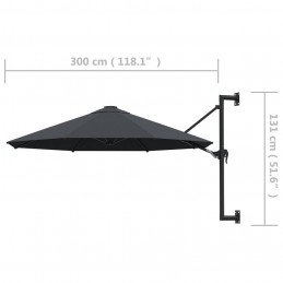 Acquista Ombrellone a Muro con Palo in Metallo 300 cm Antracite con riferimento GHV-44865 della ditta GARDENHOME