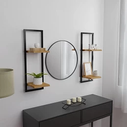Acquista Mensole Parete 2 pz 25x25x75 cm Legno Massello Acacia e Acciaio con riferimento GHV-338462 della ditta GARDENHOME