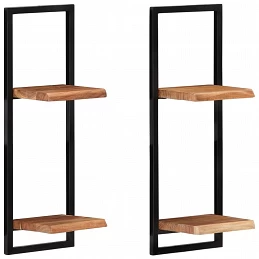 Acquista Mensole Parete 2 pz 25x25x75 cm Legno Massello Acacia e Acciaio con riferimento GHV-338462 della ditta GARDENHOME