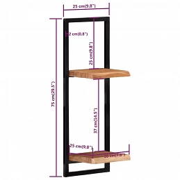 Acquista Mensole Parete 2 pz 25x25x75 cm Legno Massello Acacia e Acciaio con riferimento GHV-338462 della ditta GARDENHOME