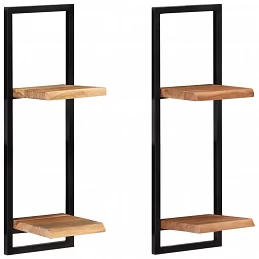 Acquista Mensole Parete 2 pz 25x25x75 cm Legno Massello Acacia e Acciaio con riferimento GHV-338462 della ditta GARDENHOME