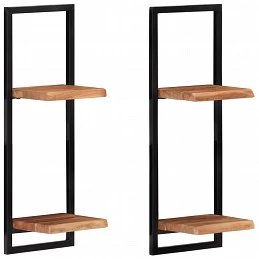 Acquista Mensole Parete 2 pz 25x25x75 cm Legno Massello Acacia e Acciaio con riferimento GHV-338462 della ditta GARDENHOME