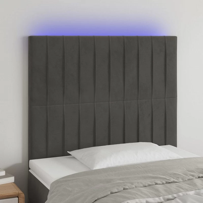 Acquista Testiera a LED Grigio Scuro 90x5x118/128 cm in Velluto con riferimento GHV-3122699 della ditta GARDENHOME