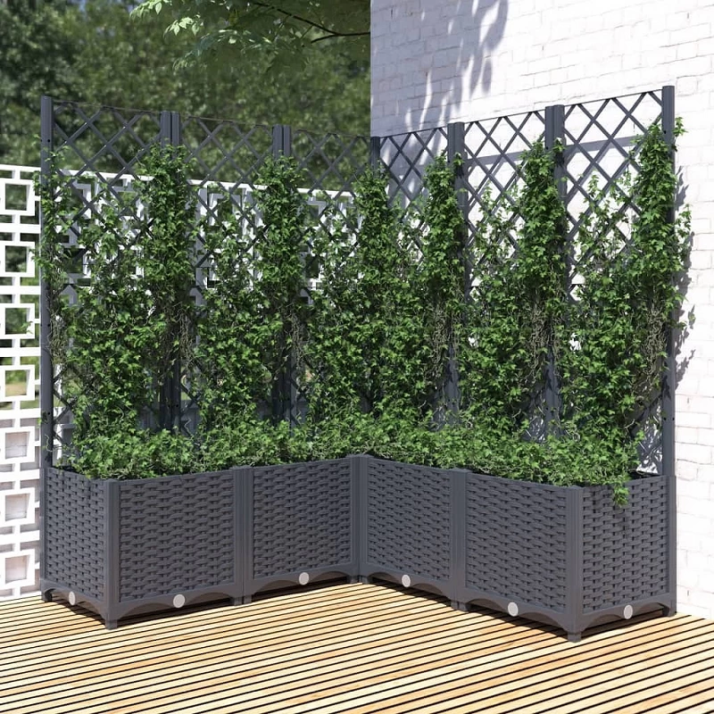 Acquista Fioriera da Giardino Graticcio Grigio Scuro 120x120x136cm PP con riferimento GHV-318257 della ditta GARDENHOME