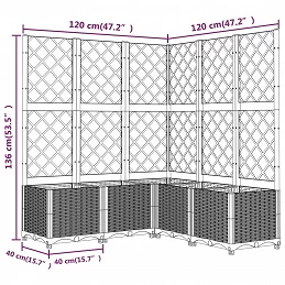 Acquista Fioriera da Giardino Graticcio Grigio Scuro 120x120x136cm PP con riferimento GHV-318257 della ditta GARDENHOME
