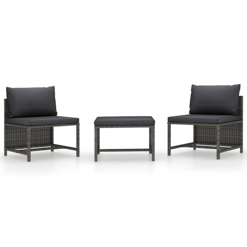 Acquista Set Divani da Giardino 3 pz con Cuscini Grigio in Polyrattan con riferimento GHV-313500 della ditta GARDENHOME