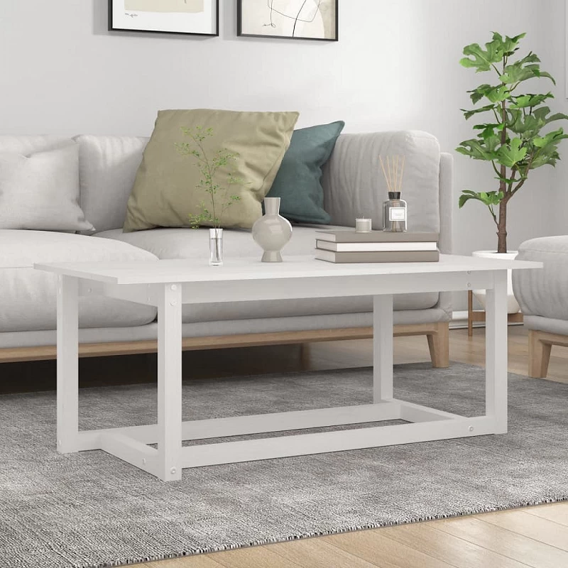 Acquista Tavolino da Salotto Bianco 110x55x45 cm Legno Massello di Pino con riferimento GHV-822168 della ditta GARDENHOME