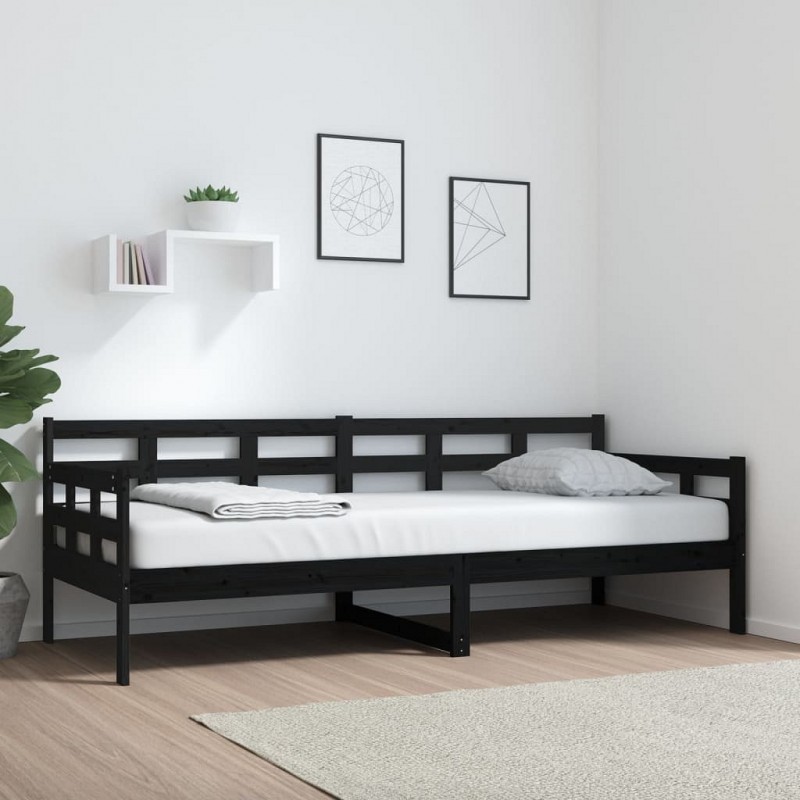 Acquista Dormeuse Nera in Legno Massello di Pino 80x200 cm con riferimento GHV-820366 della ditta GARDENHOME