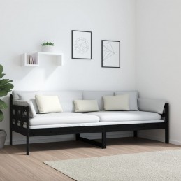 Acquista Dormeuse Nera in Legno Massello di Pino 80x200 cm con riferimento GHV-820366 della ditta GARDENHOME