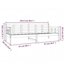 Acquista Dormeuse Nera in Legno Massello di Pino 80x200 cm con riferimento GHV-820366 della ditta GARDENHOME