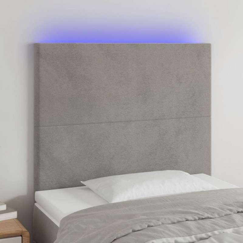 Acquista Testiera a LED Grigio Chiaro 80x5x118/128 cm in Velluto con riferimento GHV-3122174 della ditta GARDENHOME