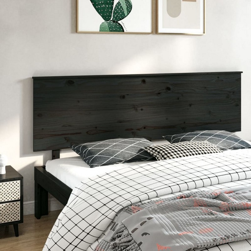 Acquista Testiera per Letto Nera 204x6x82,5 cm in Legno Massello di Pino con riferimento GHV-819194 della ditta GARDENHOME