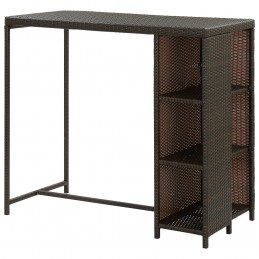 Acquista Tavolo da Bar con Ripiani Marrone 120x60x110 cm in Polyrattan con riferimento GHV-313475 della ditta GARDENHOME