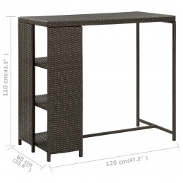 Acquista Tavolo da Bar con Ripiani Marrone 120x60x110 cm in Polyrattan con riferimento GHV-313475 della ditta GARDENHOME
