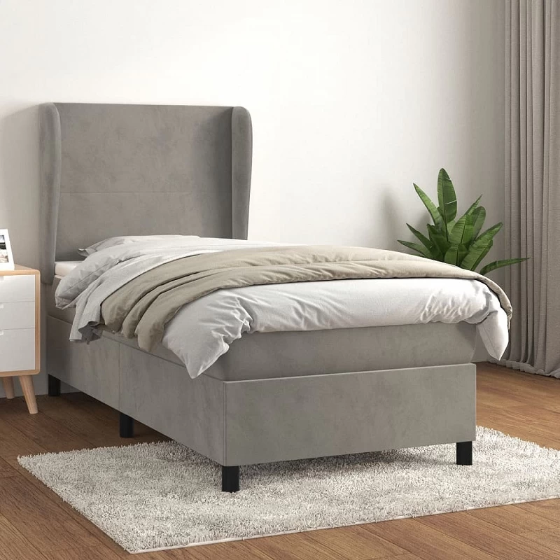 Acquista Giroletto a Molle con Materasso Grigio Chiaro 80x200 cm Velluto con riferimento GHV-3129057 della ditta GARDENHOME