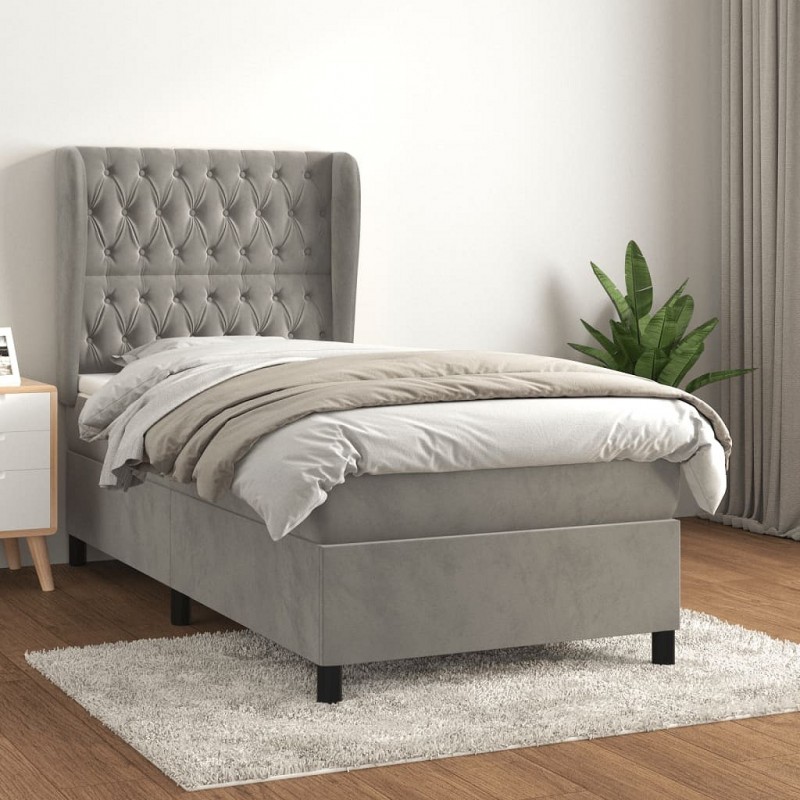 Acquista Giroletto a Molle con Materasso Grigio Chiaro 90x190 cm Velluto con riferimento GHV-3129363 della ditta GARDENHOME