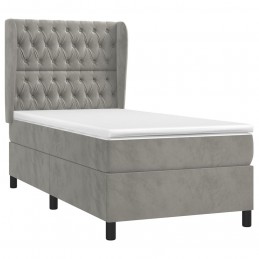 Acquista Giroletto a Molle con Materasso Grigio Chiaro 90x190 cm Velluto con riferimento GHV-3129363 della ditta GARDENHOME