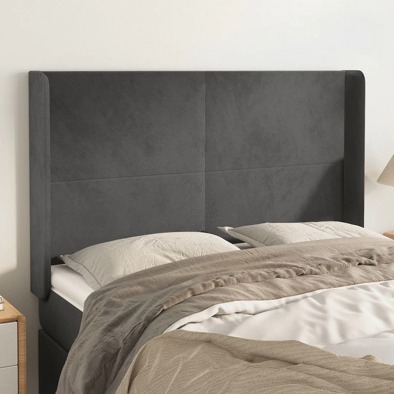 Acquista Testiera ad Orecchio GrigioScuro 147x16x118/128cm in Velluto con riferimento GHV-3119349 della ditta GARDENHOME