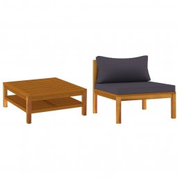 Acquista Set Divani da Giardino 2pz Cuscini Grigio Scuro Massello Acacia con riferimento GHV-316284 della ditta GARDENHOME