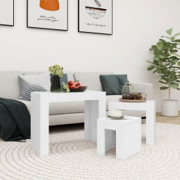 Acquista Tavolini da Salotto Impilabili 3 pz Bianchi in Truciolato con riferimento GHV-808540 della ditta GARDENHOME