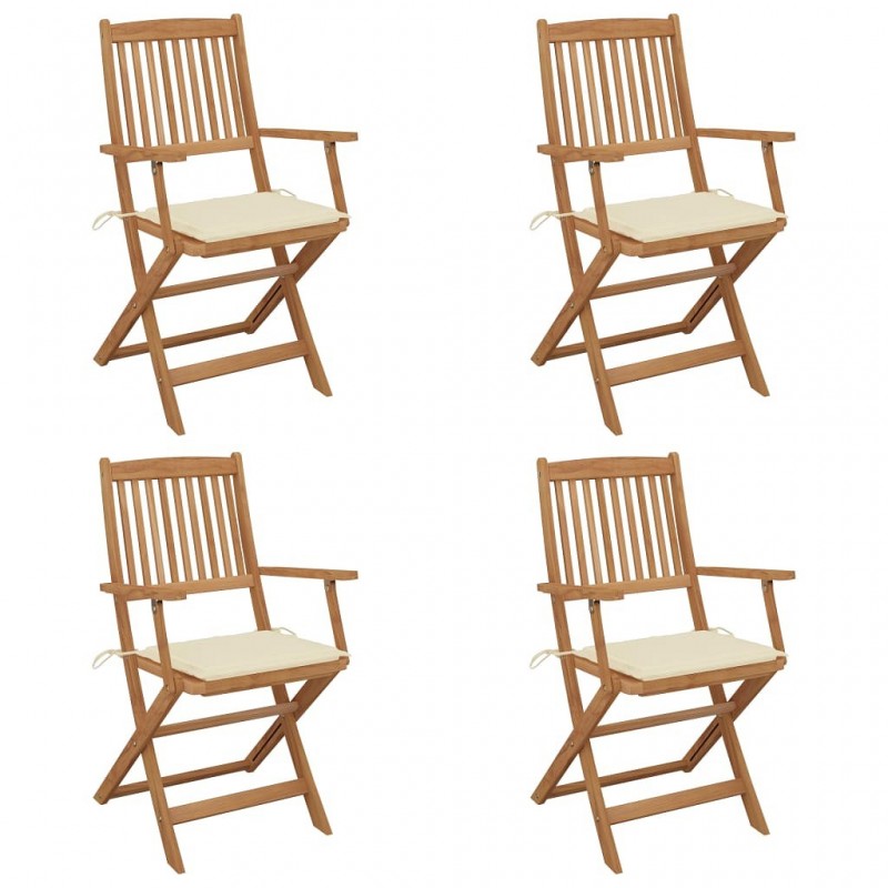 Acquista Sedie da Giardino Pieghevoli 4 pz con Cuscini Massello Acacia con riferimento GHV-3064619 della ditta GARDENHOME