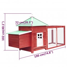 Acquista Pollaio con Casetta Nidificazione Rosso 190x72x102 cm in Abete con riferimento GHV-170983 della ditta GARDENHOME
