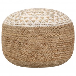 Acquista Pouf Lavorato a Mano Bianco 45x30 cm in Juta con riferimento GHV-248085 della ditta GARDENHOME