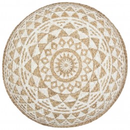 Acquista Pouf Lavorato a Mano Bianco 45x30 cm in Juta con riferimento GHV-248085 della ditta GARDENHOME