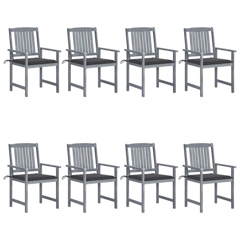 Acquista Sedie da Giardino con Cuscini 8 pz in Massello di Acacia Grigie con riferimento GHV-3078222 della ditta GARDENHOME