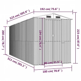 Acquista Capanno Giardino Marrone Chiaro 192x523x223 cm Acciaio Zincato con riferimento GHV-3147475 della ditta GARDENHOME