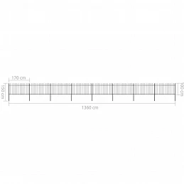 Acquista Recinzione da Giardino con Punta a Lancia Acciaio 13,6x1 m Nera con riferimento GHV-277618 della ditta GARDENHOME