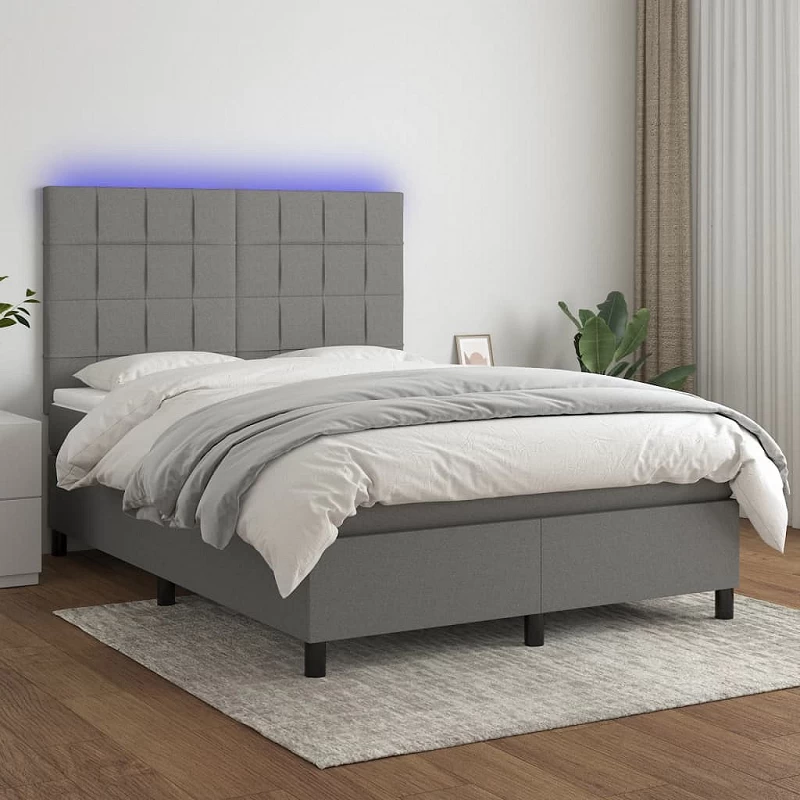 Acquista Letto a Molle Materasso e LED Grigio Scuro 140x200cm in Tessuto con riferimento GHV-3134878 della ditta GARDENHOME
