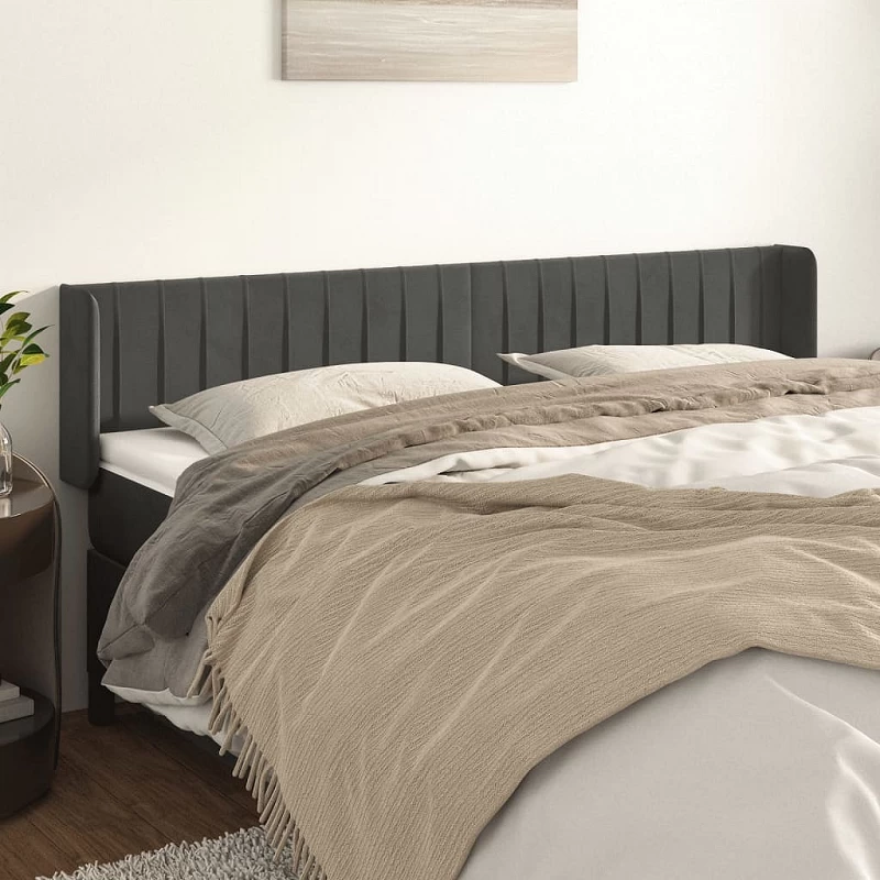 Acquista Testiera ad Orecchio Grigio Scuro 163x16x78/88 cm in Velluto con riferimento GHV-3119061 della ditta GARDENHOME