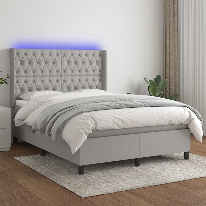 Acquista Letto a Molle Materasso e LED Grigio Chiaro 140x200 cm Tessuto con riferimento GHV-3138557 della ditta GARDENHOME