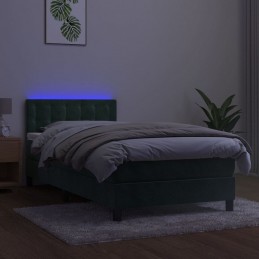 Acquista Letto a Molle con Materasso e LED Verde Scuro 90x200cm Velluto con riferimento GHV-3134624 della ditta GARDENHOME
