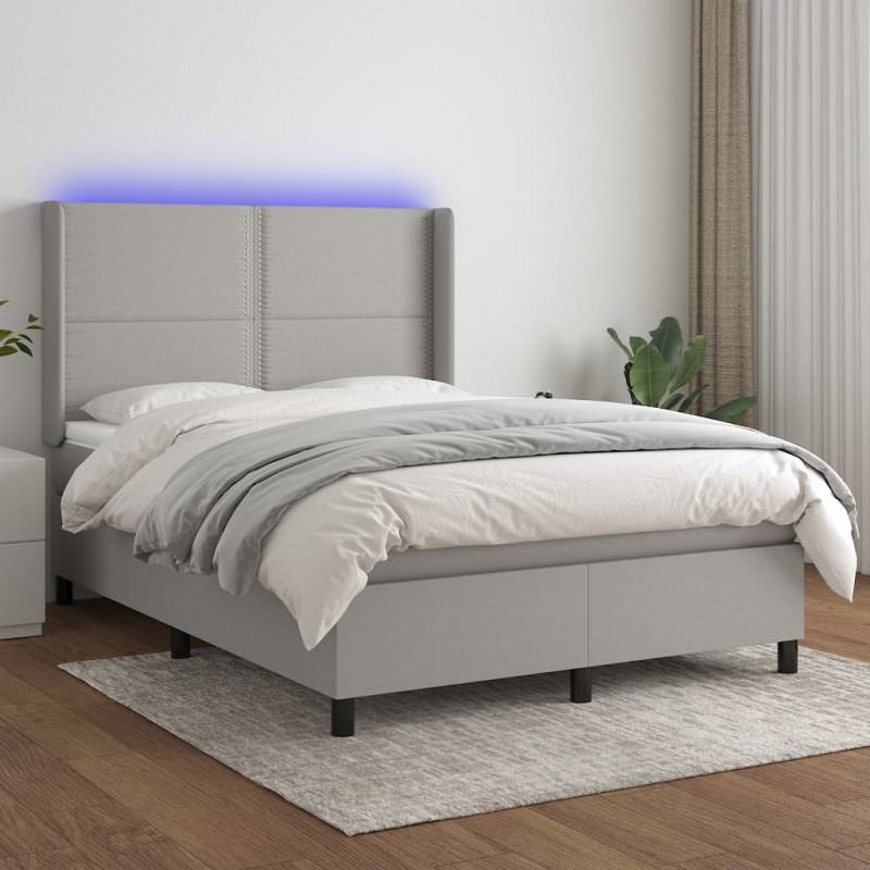 Acquista Letto a Molle Materasso e LED Grigio Chiaro 140x200 cm Tessuto con riferimento GHV-3138237 della ditta GARDENHOME