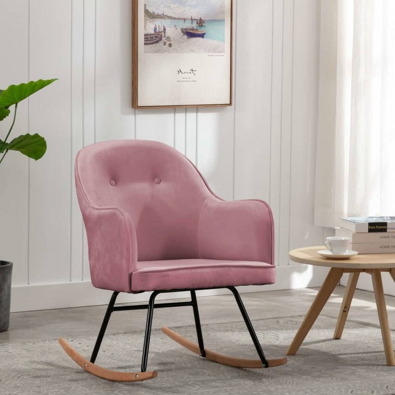 Acquista Sedia a Dondolo Rosa in Velluto con riferimento GHV-289522 della ditta GARDENHOME